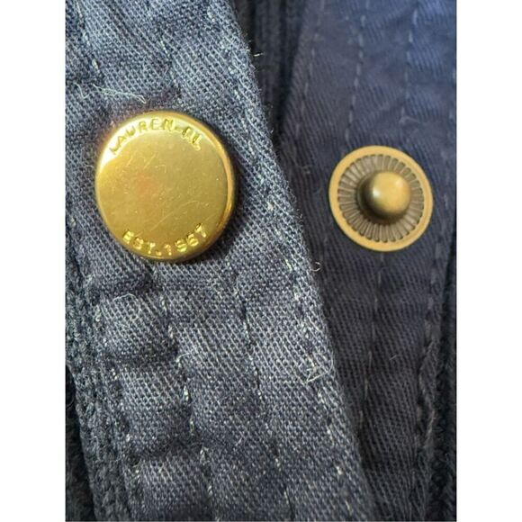 Lauren Ralph Lauren Navy Blue Collard Ribbed Knit Pullover Ling Sleeve top - Picture 7 of 11